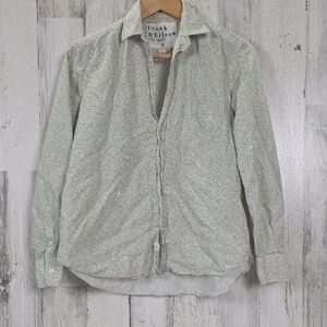 Frank & Eileen Eileen Yellow Blue White Ditzy Floral Button Shirt Size XS FLAWED